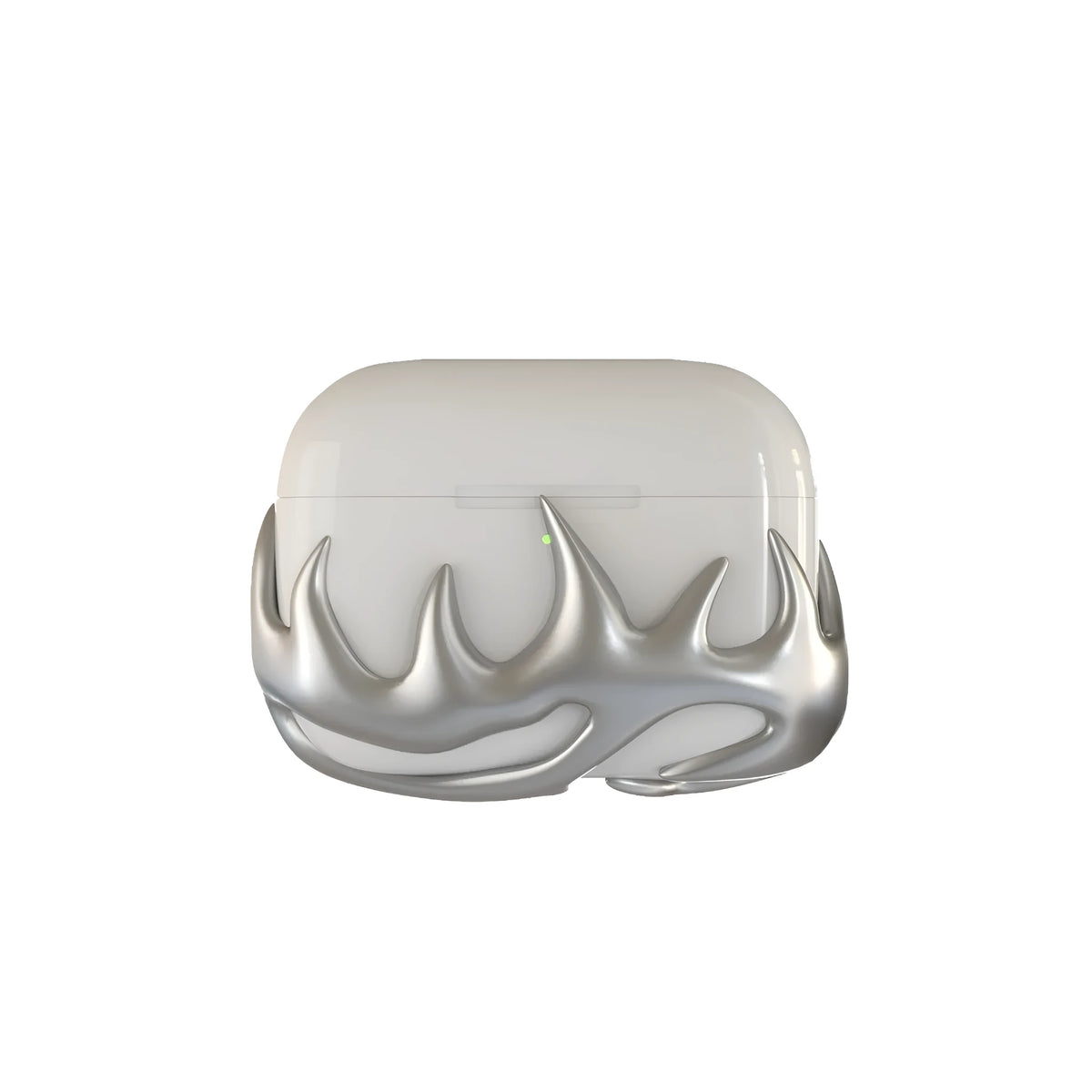 Silver flame 3D printed resin shell for AirPods Pro 1st and 2nd generation charging case