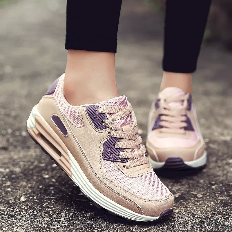 Women's casual shoes with 3.5cm heel in beige orange, grey, and pink purple colours