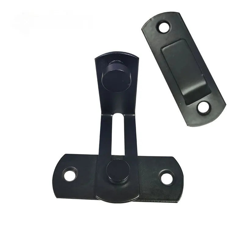 American style 90 degree warehouse hook lock for sliding barn doors with steel shackle.