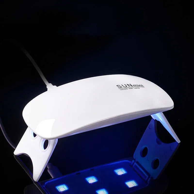 Mouse mini LED phototherapy machine for nails, 9W, 6 dual light source lamp beads, pink or white, 127mm x 68mm x 55mm