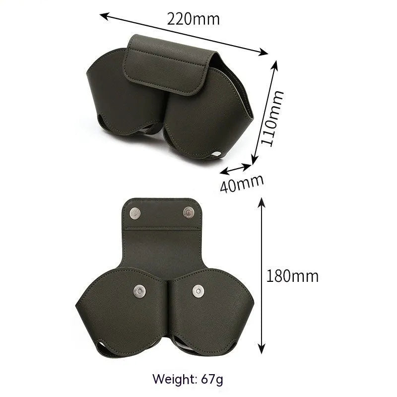 AirPods Max protective case in PU leather, shown in available colours: black, red, white, green, and blue.