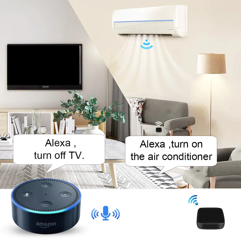 Black voice control universal infrared remote control with WiFi connectivity