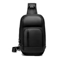 Black PVC outdoor leisure shoulder bag with air cushion strap and internal organiser pockets