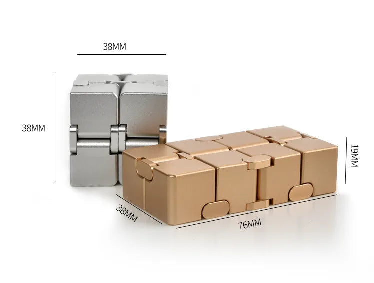 Metal infinity cube stress relief toy, 4cm x 4cm x 4cm, about 170g, in black silver blue red gold colours.