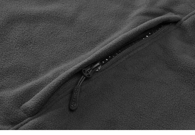 Men's military fleece jacket in black, grey, or army green with zip closure, turn-down collar, and cashmere lining.