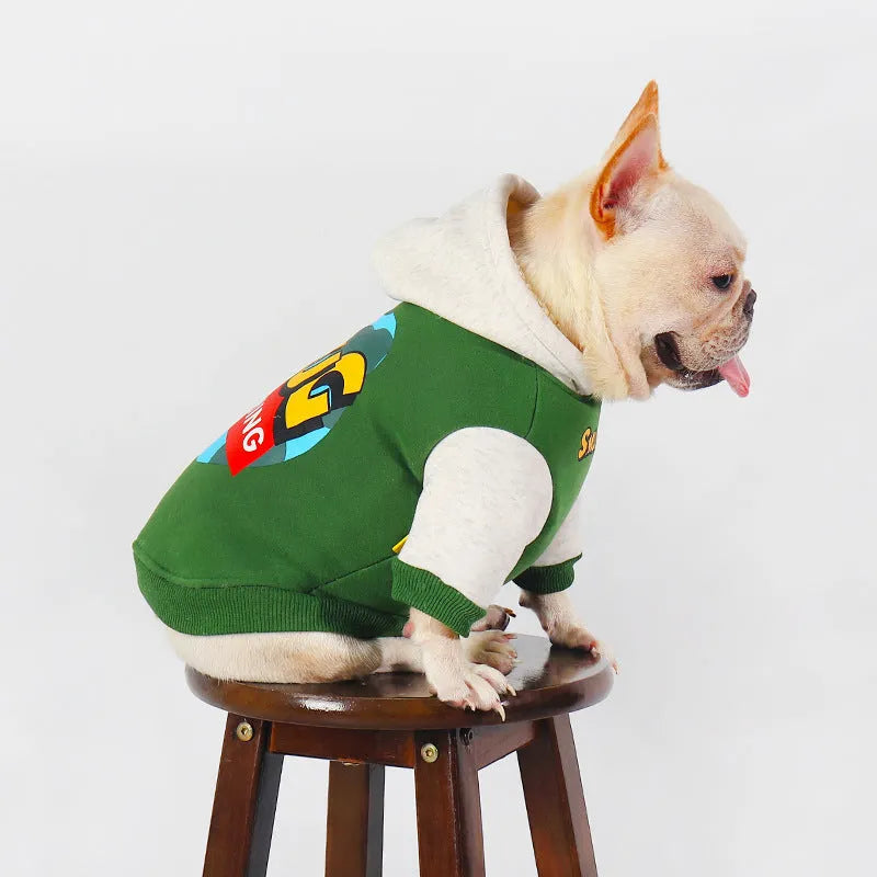 Green cotton dog jumper for autumn and winter wear in sizes L to 4XL