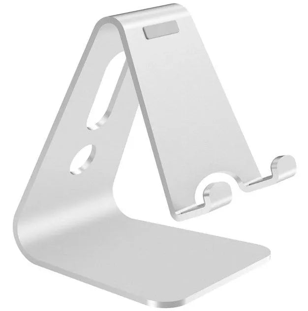 Metal aluminium alloy stand for phones and tablets in black, red, rose gold, and silver colours.