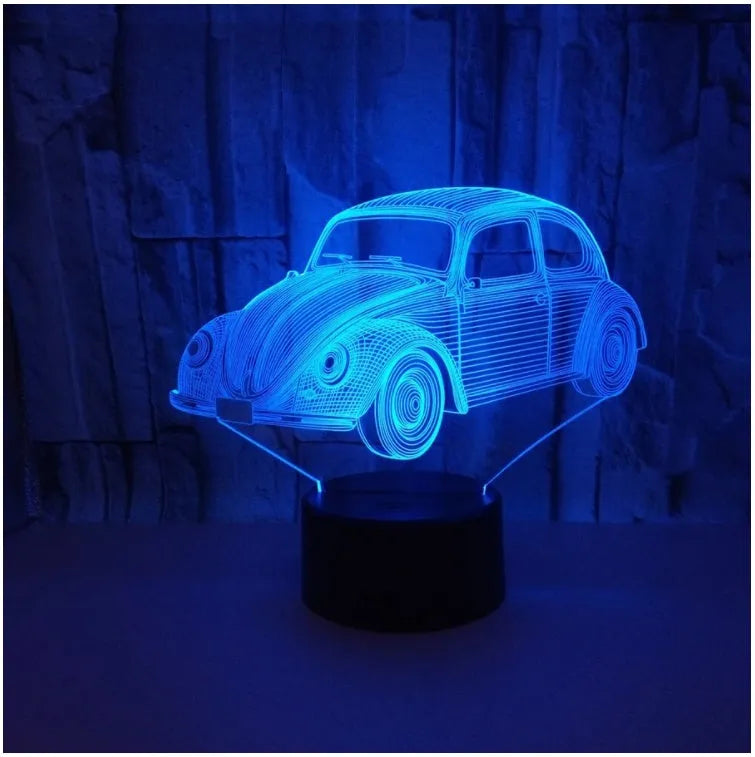 Colourful acrylic LED desk lamp with touch controls and remote on wooden desk