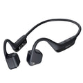 Black stereo waterproof wireless running headphones with Bluetooth 5.0 and hanging ear design