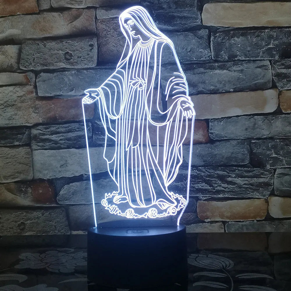 3D LED night light with colour changing modes showing dual-ring pattern on acrylic panel