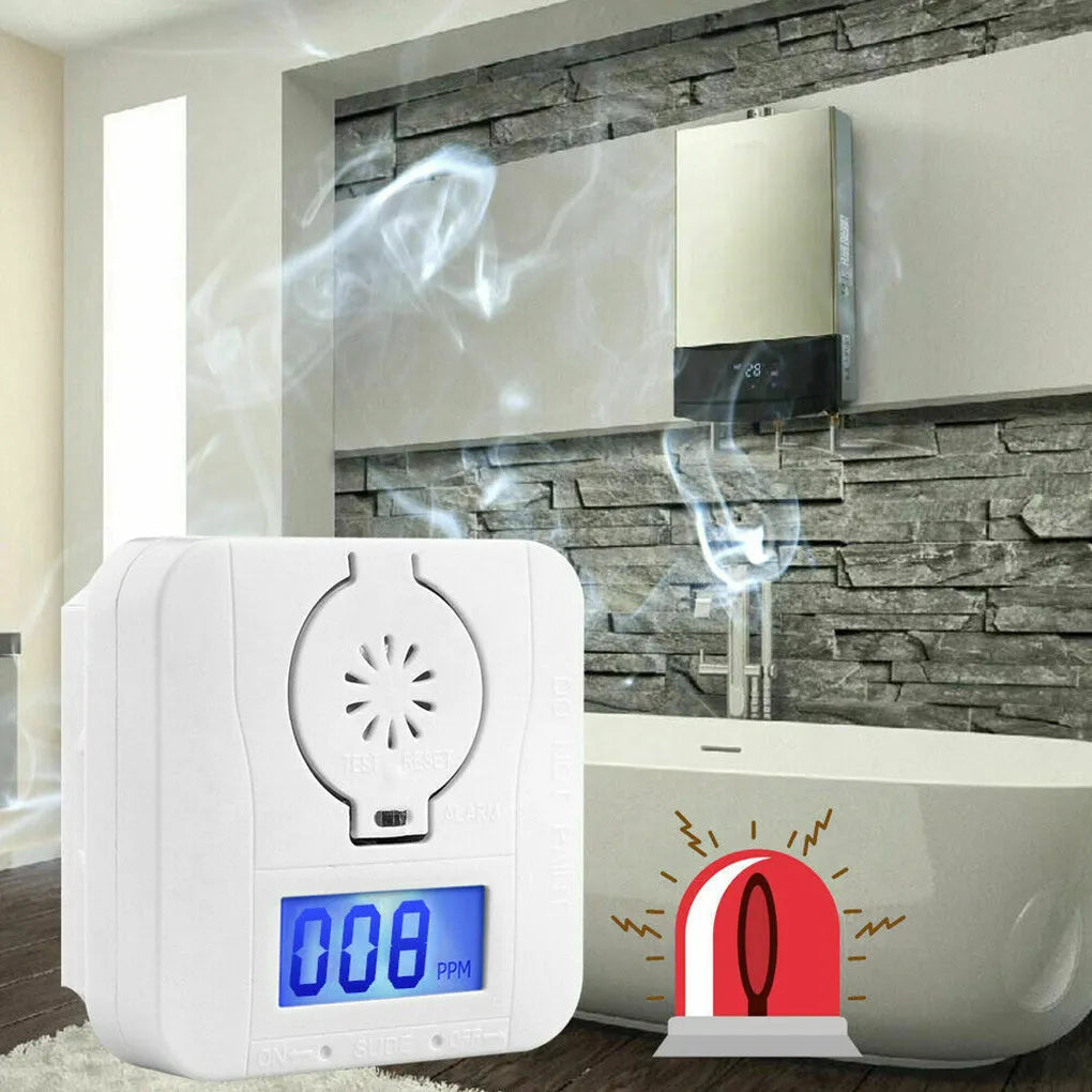 White wireless carbon monoxide alarm for wall mounting with 1.5 metre detection range.
