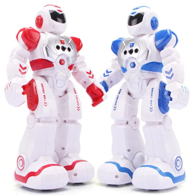 Remote intelligent robot toy with music and flash functions in white plastic, 26x16x14.5cm