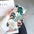 Soft TPU iPhone case with banana leaf floral pattern for multiple models