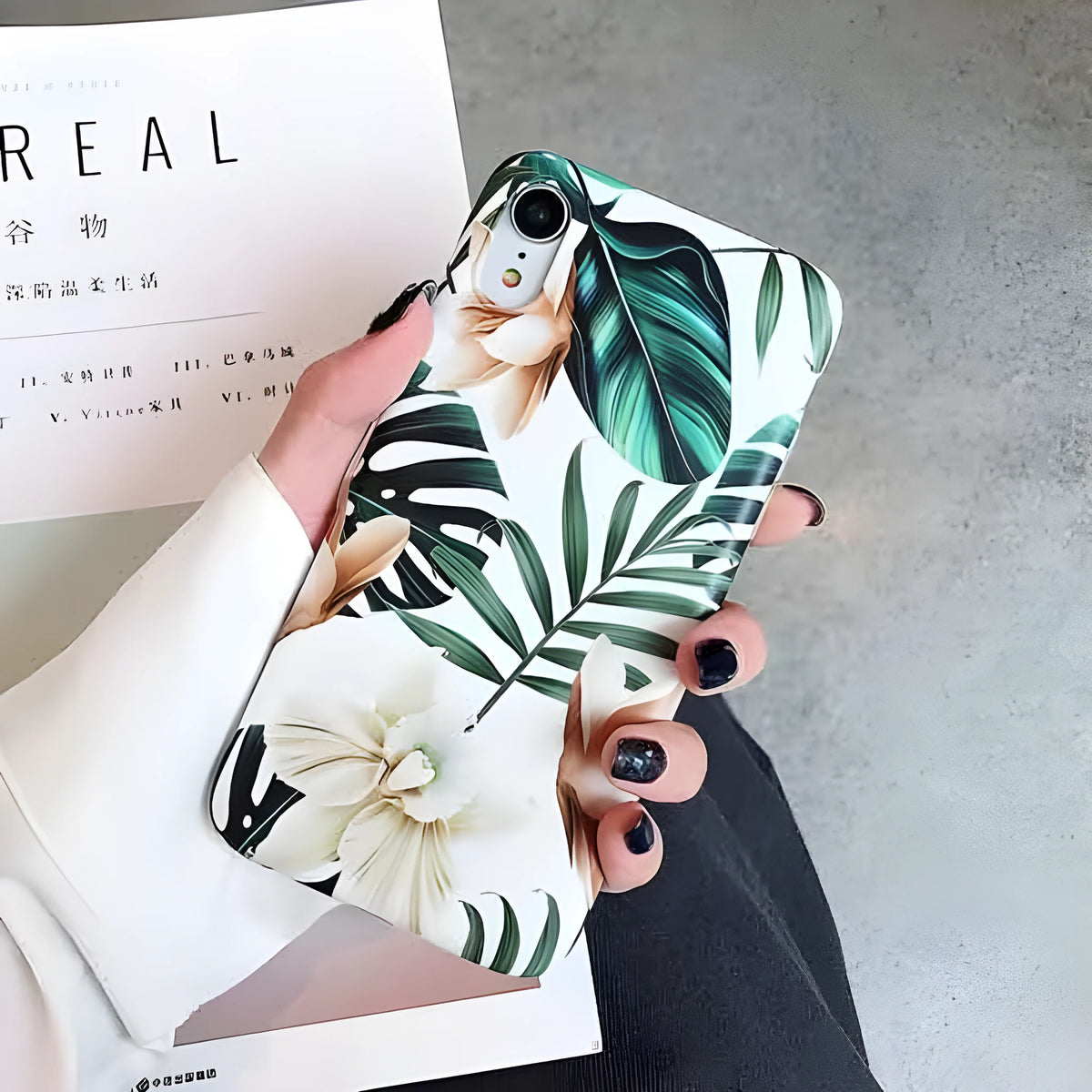 Soft TPU iPhone case with banana leaf floral pattern for multiple models