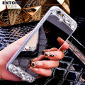 Rhinestone decorated Huawei mobile phone case in gold colour with waterproof silicone back cover