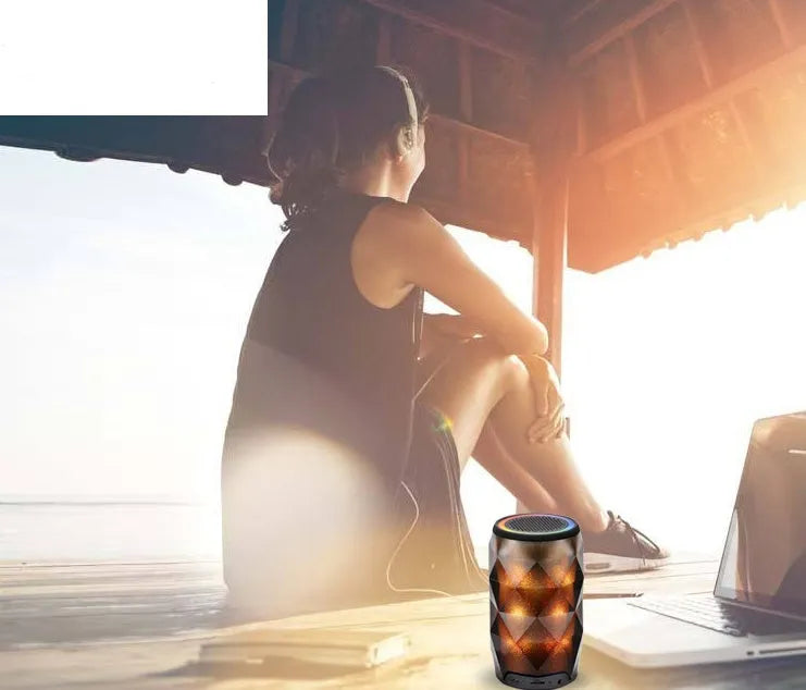 Black crystal cut Coke can shaped lantern Bluetooth speaker with colourful starry sky lighting effect