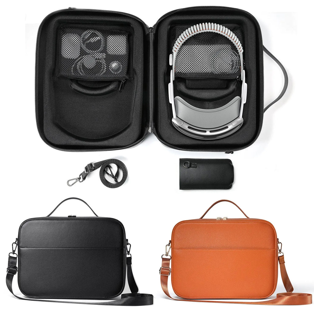 Black superfiber Vision Pro MR glasses storage box showing size and compact design.
