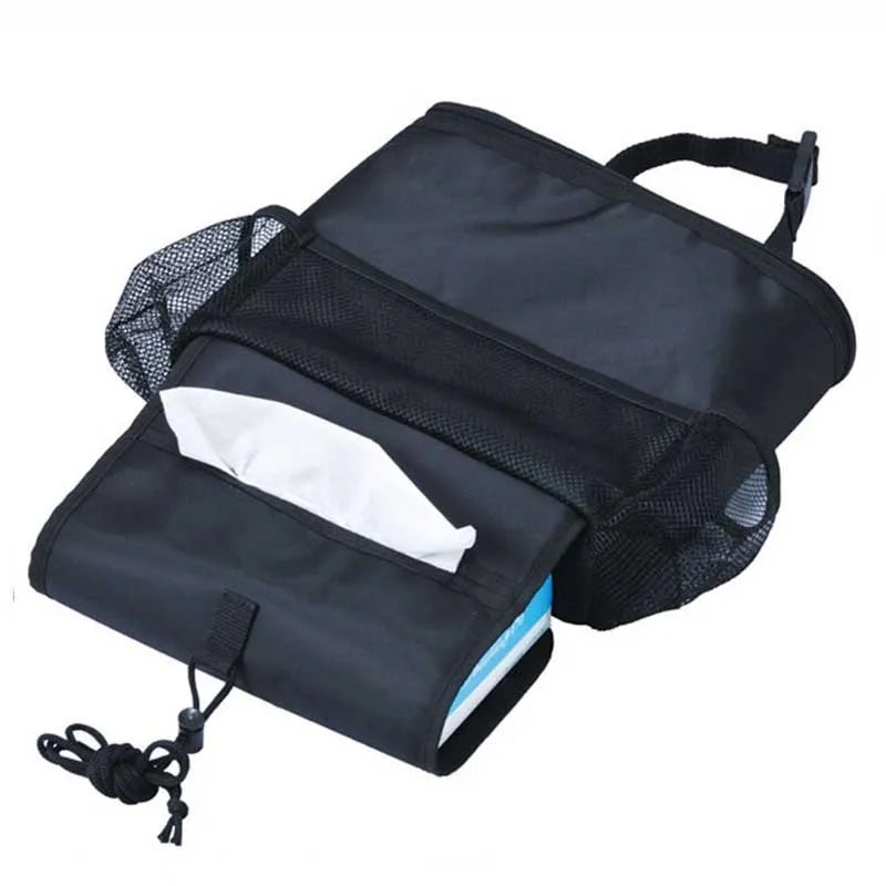Black Oxford cloth thermal car seat back organizer with insulation aluminium foil, hanging storage bag