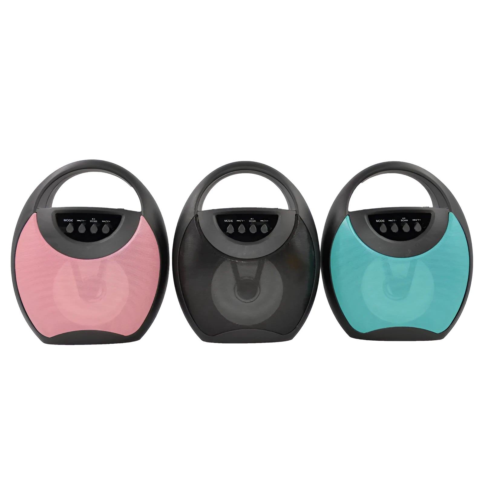 Portable Bluetooth speaker in black plastic casing with USB and SD card slots