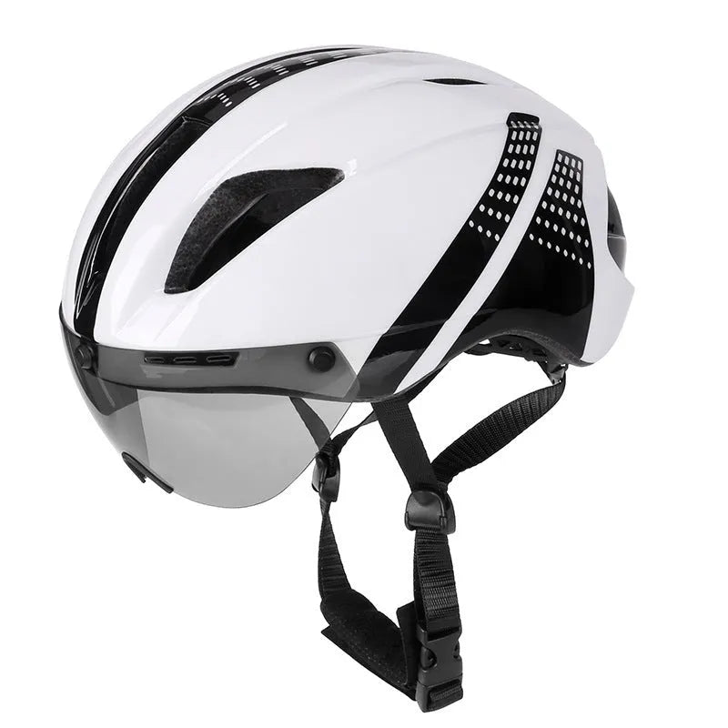 Mountain and road bike helmet with magnetic goggles, PC shell, EPS lining, 315g, size L, Black Grey