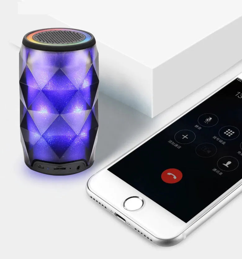 Black crystal cut Coke can shaped lantern Bluetooth speaker with colourful starry sky lighting effect