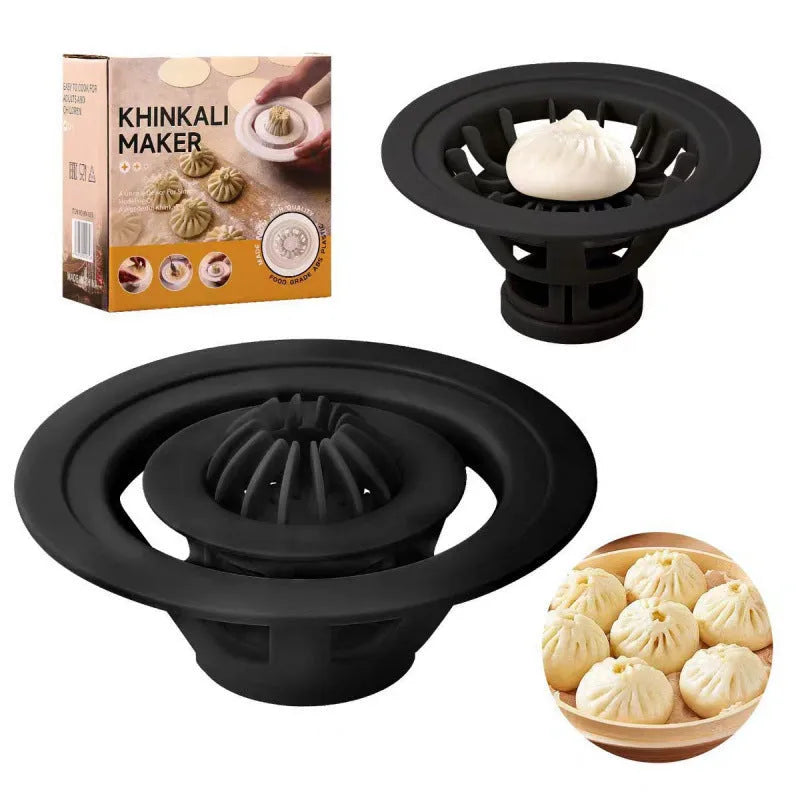 Set of four black Jinkali steamed bun and dumpling mould kitchen tools