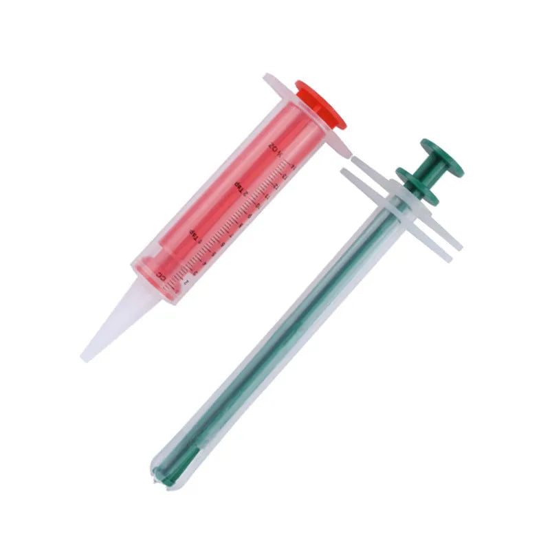 Two-piece soft-tip pet pill shooter set for cats and dogs with silica gel syringe