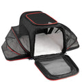 Cat carrier bag made from 600D cation fabric in small and large sizes with multiple colour trim options