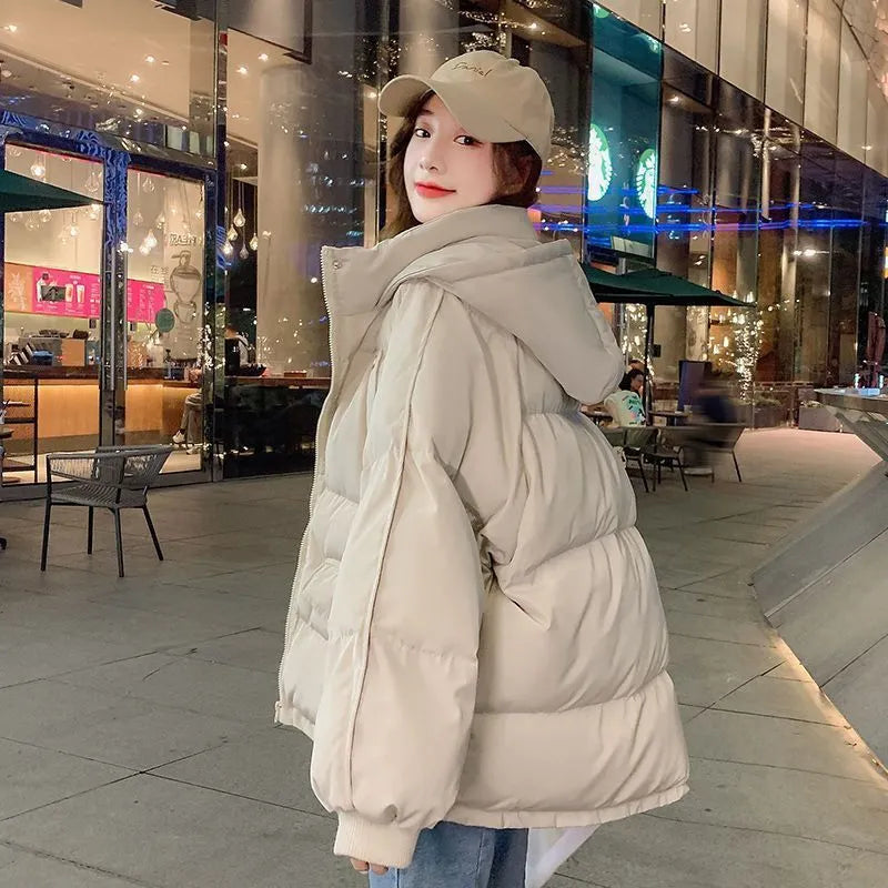 Korean style loose sleeveless cotton-padded jacket in beige white with spandex fabric for autumn winter