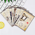 Set of nine retro-style postcards with cartoon illustrations of Paris towers and landmarks.