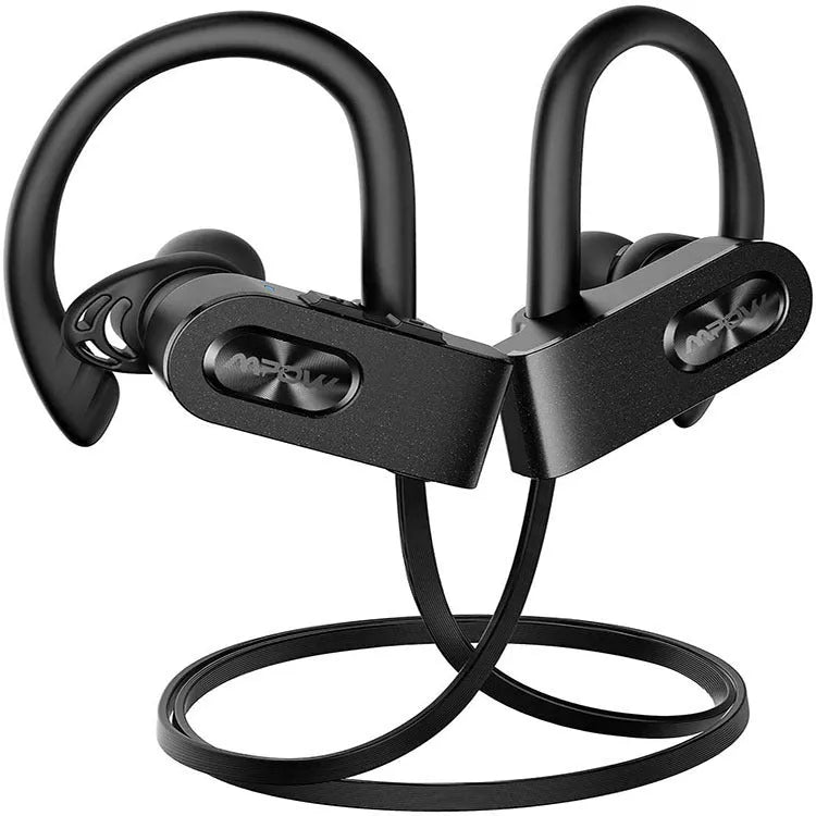 Flame2 hanging ear Bluetooth headset in black, pink, or red colour, showing the over-ear hook design.