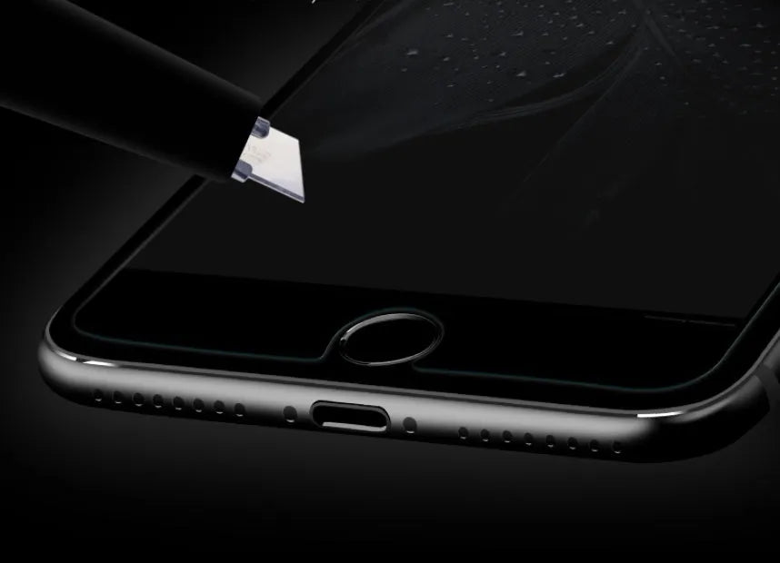 Tempered glass screen protector for iPhone XS Max with anti-reflective and mirror finish options.