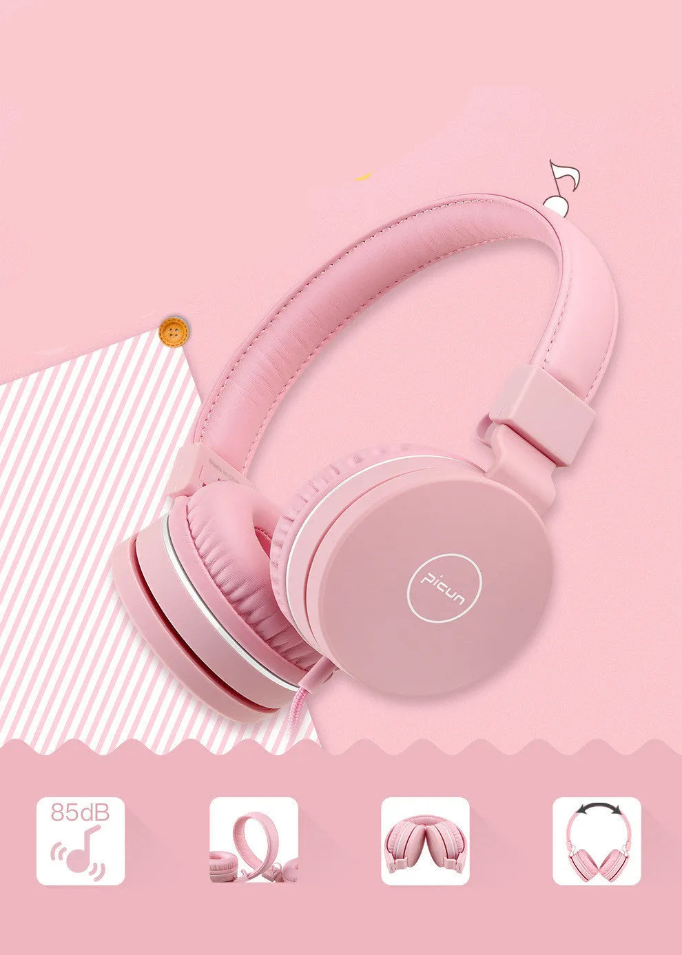 Bengoo C30 wired over-ear headphones with protein earmuffs and braided cable in mint green