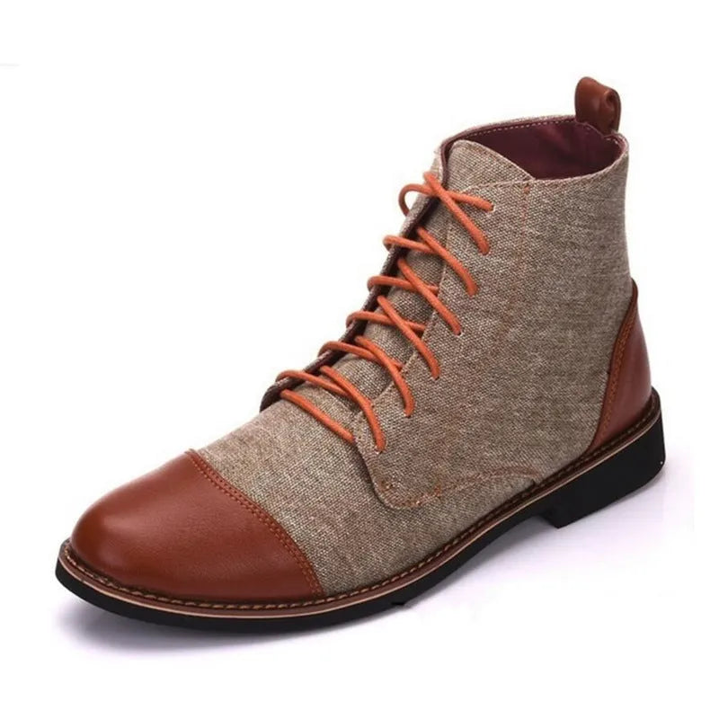 Men's leather motorcycle boots with belt buckle detailing in European and American style