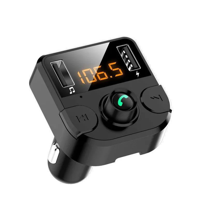 Black car MP3 Bluetooth player with 1.1-inch display for cigarette lighter power connection