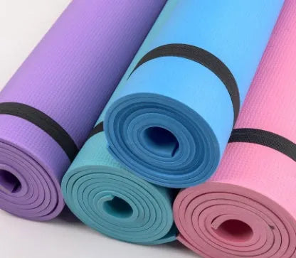 EVA fitness yoga mat in red, blue, green, purple, black or yellow with 4mm or 6mm thickness