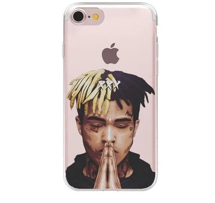 Xxxtentacion design transparent matte iPhone case showing exotic pattern, compatible with multiple iPhone models.