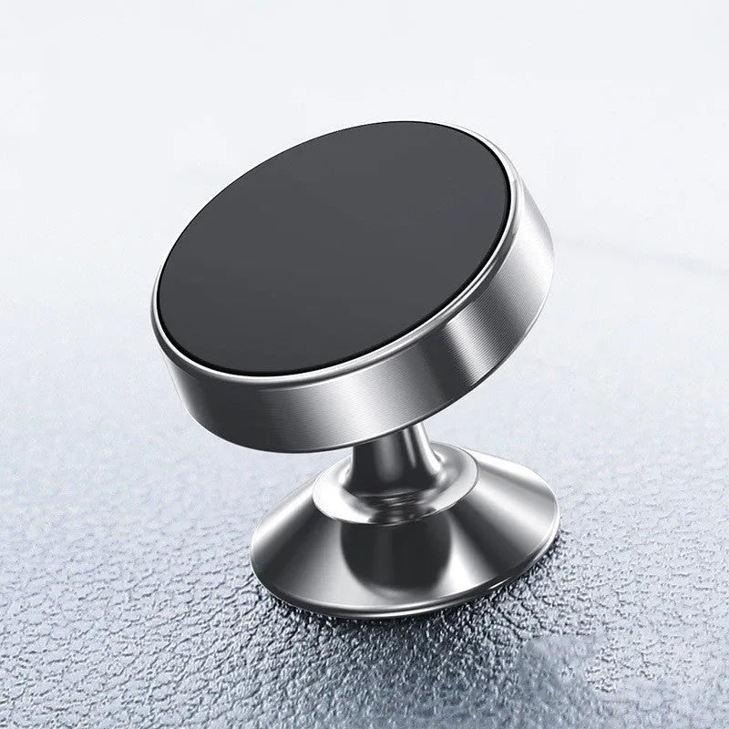 Aluminium alloy magnetic car phone holder in Black, Gold, and Silver colours showing paste and snap mounting styles.