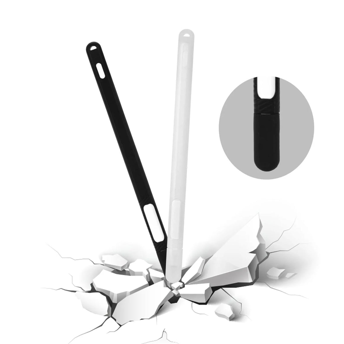 Silicone touch pen set for Apple Pencil 2 with storage cover and non-slip grip, shown in peppermint green