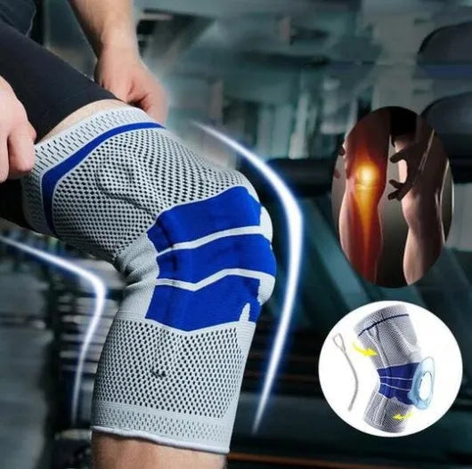 Black nylon knee sleeve for sports and fitness with calf circumference sizing