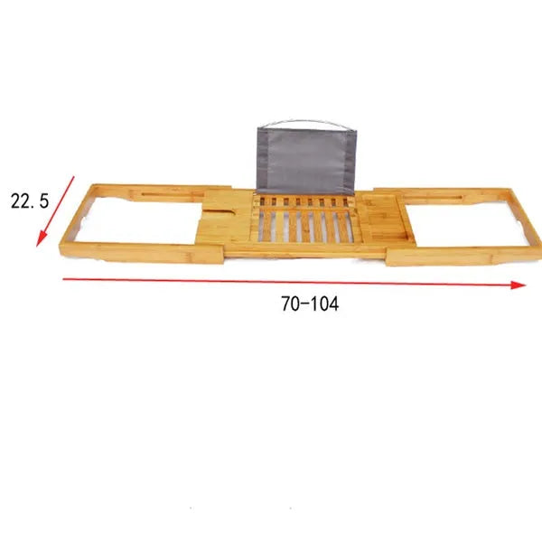 Natural bamboo bathtub storage frame with one shelf, designed for desktop placement in the bathroom.