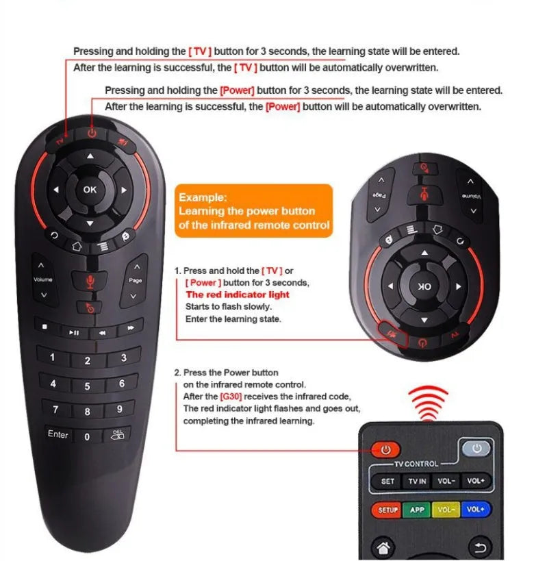 G30 wireless keyboard remote control with air mouse function and nano USB receiver
