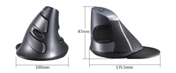 Black and white M 618 wireless vertical ergonomic mouse shown from the side.