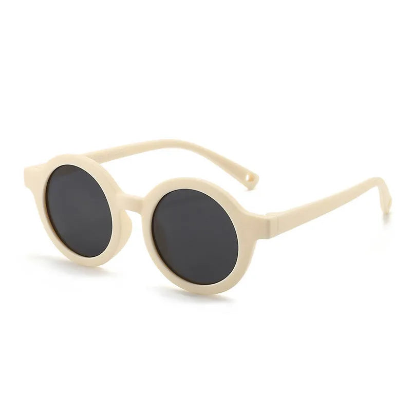 Children's silicone sunglasses with round frame for 0-3 year olds showing colour options