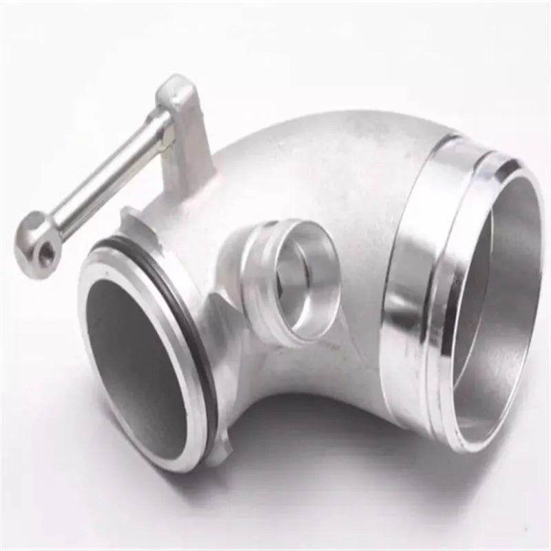 Aluminium alloy 90-degree turbine tube elbow for lateral engine turbo systems