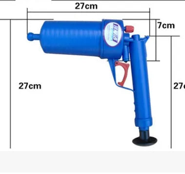 Plastic Drain Blaster Cleaner Gun High-Pressure Air Power for Cast Iron PVC PPR Pipes 28x27.5cm Four Adaptor Suckers for Sink Bathtub Floor Drain Toilet Blockage Hair Vegetable Remover