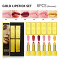 Gold brick tube design lipstick kit with 6 colours and easy-to-colour formula