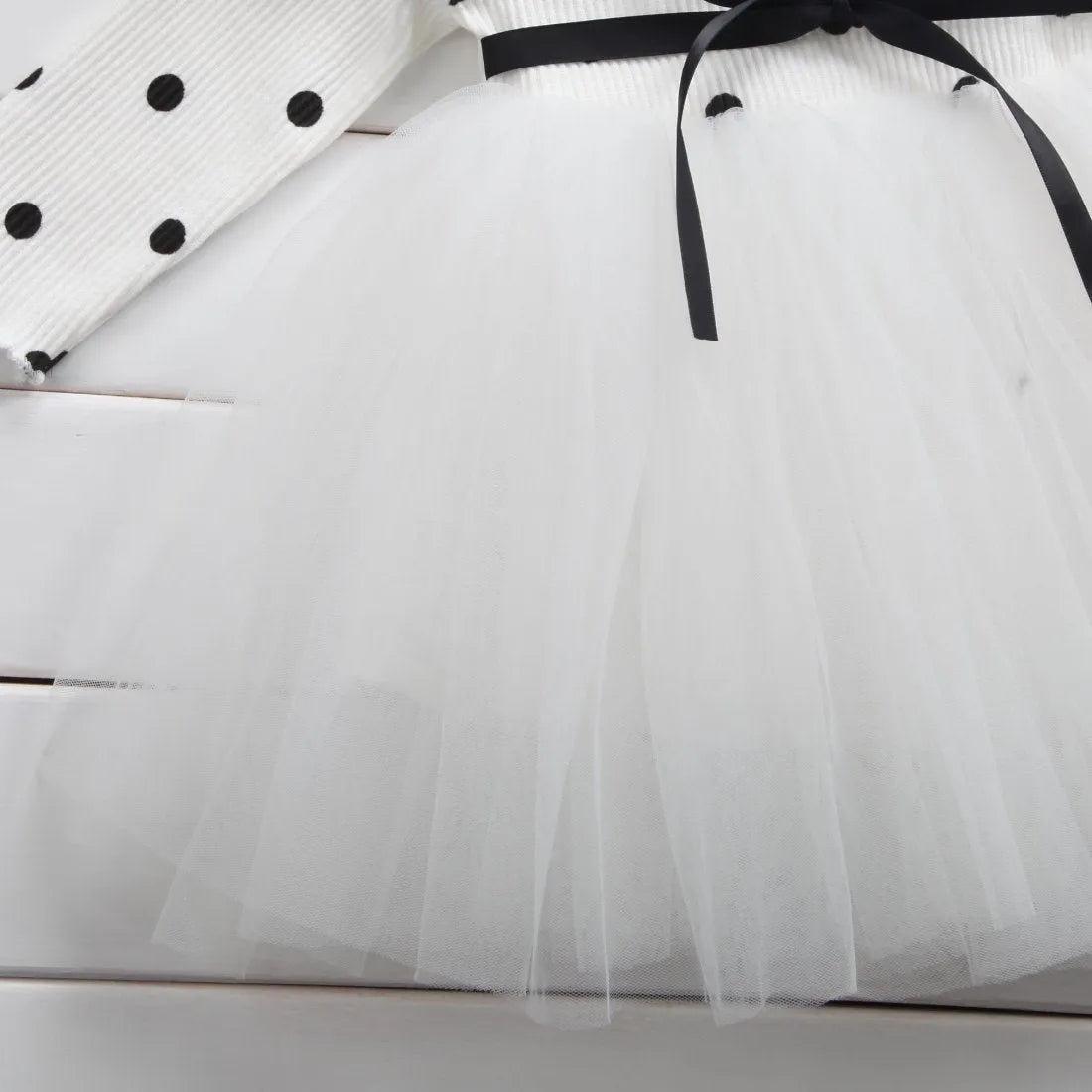 Baby girls long sleeve lace tutu dress in black, pink, or white for 1st birthday parties and christenings