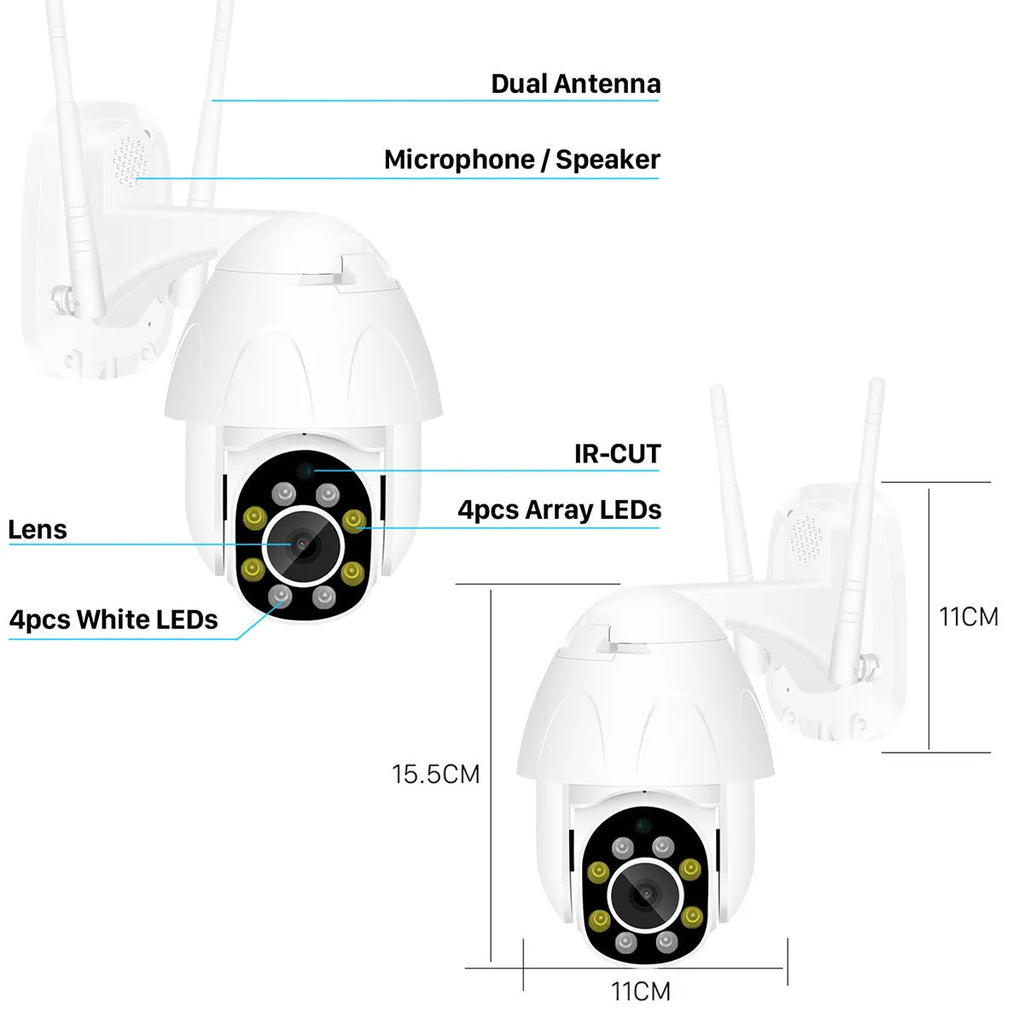 Outdoor Waterproof Graffiti Dome Surveillance Camera ABS Construction 2MP 1080P 6mm Lens 20m IR Distance White UK Plug Style Options Including TF Card Storage Up to 128G for Indoor and Outdoor Use