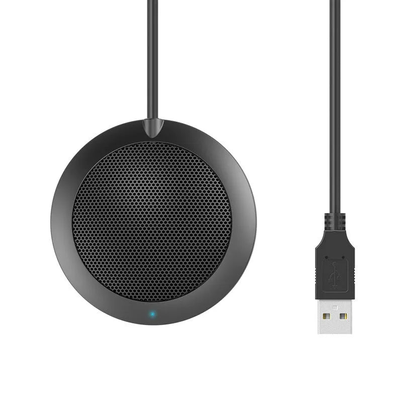 Black USB omnidirectional microphone with metal mesh cover and zinc alloy shell for desktop computers